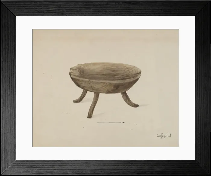 Framed Print : Old Wood Stool, 1936. Creator: Geoffrey Holt Framed Print : Old Wood Stool, 1936. Creator: Geoffrey Holt