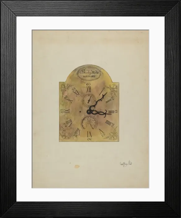 Framed Print : Grandfather Clock Dial, 1936. Creator: Geoffrey Holt Framed Print : Grandfather Clock Dial, 1936. Creator: Geoffrey Holt