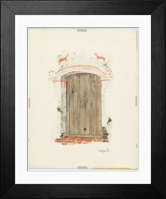 Framed Print : Restoration Drawing: Facade of Mission House, 1937. Creator: Geoffrey Holt Framed Print : Restoration Drawing: Facade of Mission House, 1937. Creator: Geoffrey Holt