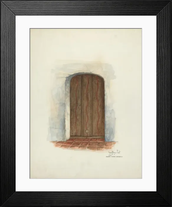 Framed Print : Door, Facade of Mission House, 1937. Creators: Geoffrey Holt, Harry Mann Waddell Framed Print : Door, Facade of Mission House, 1937. Creators: Geoffrey Holt, Harry Mann Waddell