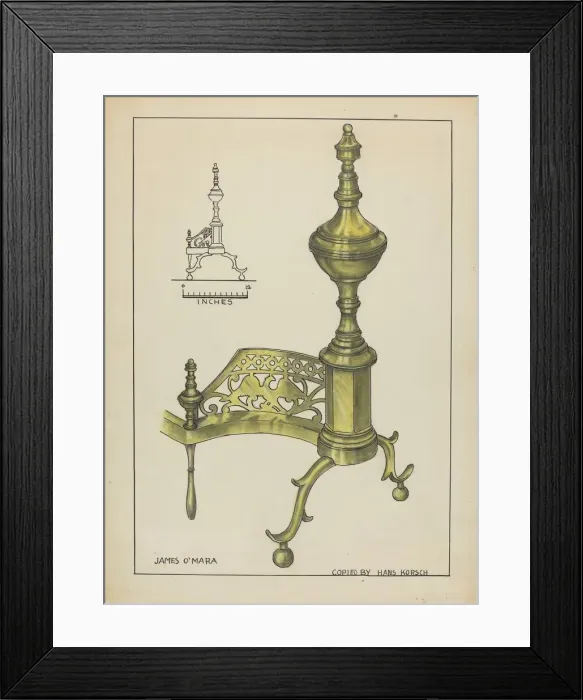 Framed Print : Andirons, c. 1953. Creator: Hans Korsch Framed Print : Andirons, c. 1953. Creator: Hans Korsch