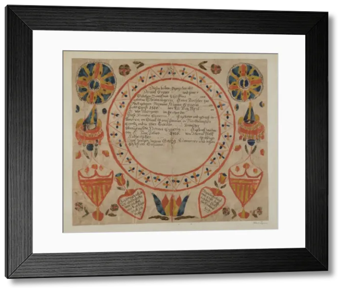 Framed Print : Pa. German Fraktur, 1935 / 1942. Creator: Albert J. Levone Framed Print : Pa. German Fraktur, 1935 / 1942. Creator: Albert J. Levone