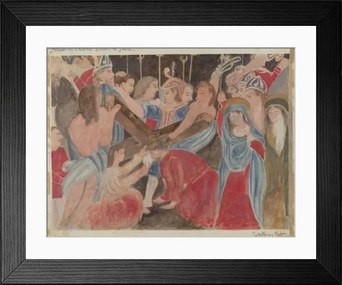Framed Print : Station of the Cross No. 6: Veronica Renders Service to Jesus, c. 1936 Framed Print : Station of the Cross No. 6: Veronica Renders Service to Jesus, c. 1936