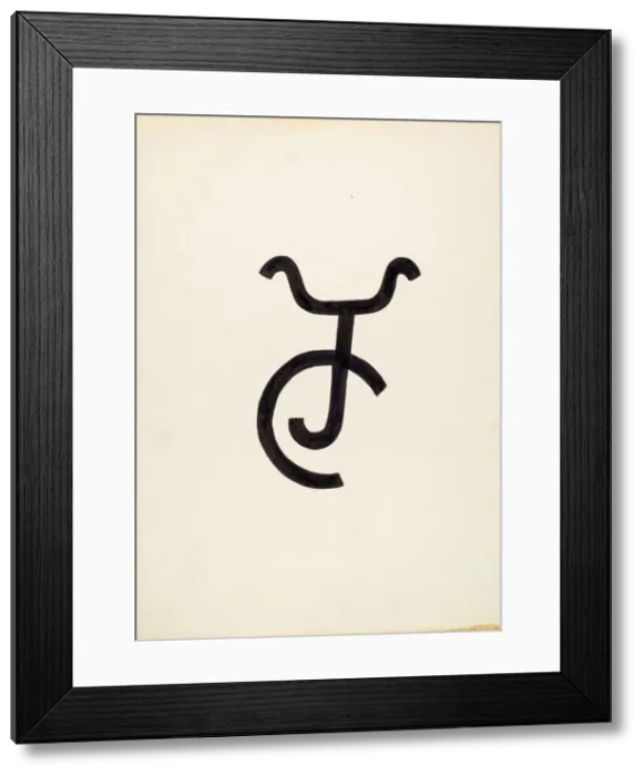 Framed Print : Cattle Brand, c. 1936. Creator: J. Henry Marley Framed Print : Cattle Brand, c. 1936. Creator: J. Henry Marley