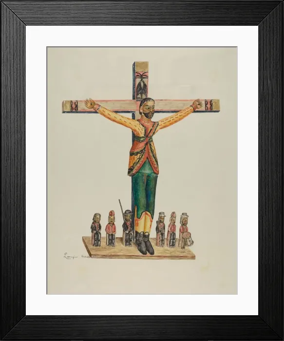 Framed Print : Bulto (San Acacio), 1938. Creator: Eldora P. Lorenzini Framed Print : Bulto (San Acacio), 1938. Creator: Eldora P. Lorenzini