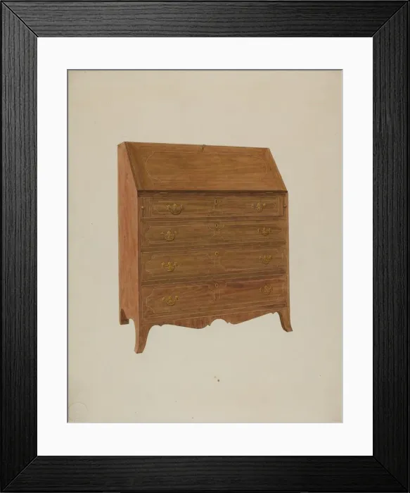 Framed Print : Desk-White Oak, c. 1940. Creator: Henry Moran Framed Print : Desk-White Oak, c. 1940. Creator: Henry Moran