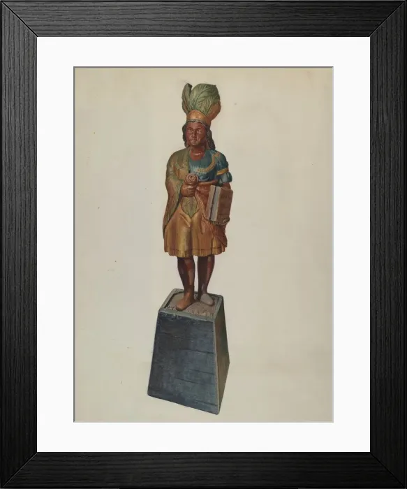 Framed Print : Cigar Store Indian, c. 1937. Creator: Helen E. Gilman Framed Print : Cigar Store Indian, c. 1937. Creator: Helen E. Gilman