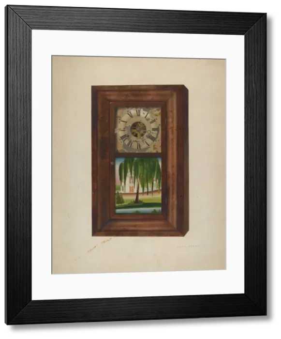 Framed Print : Painted Clock, 1940. Creator: John Koehl Framed Print : Painted Clock, 1940. Creator: John Koehl