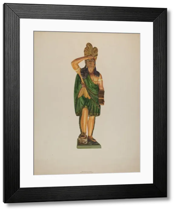 Framed Print : Cigar Store Indian, c. 1937. Creator: Einar Heiberg Framed Print : Cigar Store Indian, c. 1937. Creator: Einar Heiberg