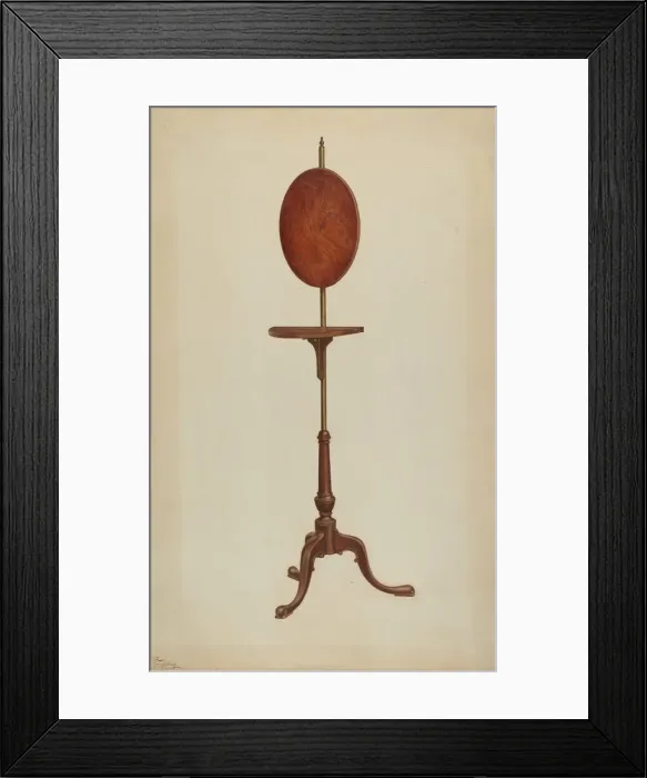 Framed Print : Pole Screen and Candlestand, 1940. Creator: Rolland Livingstone Framed Print : Pole Screen and Candlestand, 1940. Creator: Rolland Livingstone