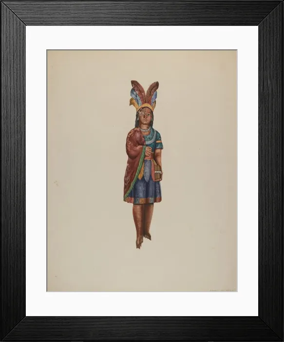 Framed Print : Cigar Store Indian, c. 1937. Creator: Einar Heiberg Framed Print : Cigar Store Indian, c. 1937. Creator: Einar Heiberg