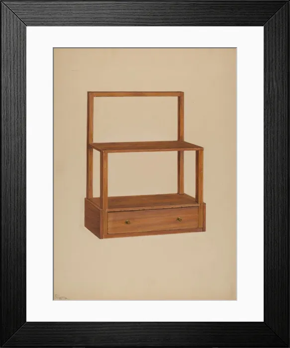 Framed Print : Hanging Shelf, 1940. Creator: Rolland Livingstone Framed Print : Hanging Shelf, 1940. Creator: Rolland Livingstone