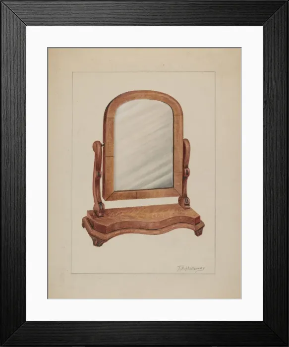 Framed Print : Mirror with Wood Base, c. 1937. Creator: Thomas Holloway Framed Print : Mirror with Wood Base, c. 1937. Creator: Thomas Holloway