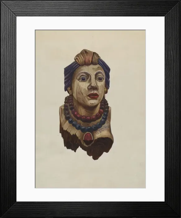 Framed Print : Indian Princess Figurehead, c. 1938. Creator: Mary E Humes Framed Print : Indian Princess Figurehead, c. 1938. Creator: Mary E Humes