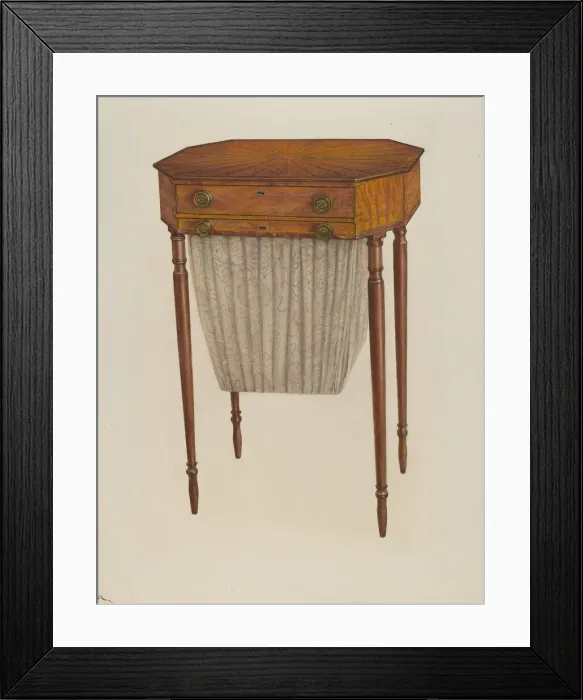 Framed Print : Sewing Table, 1941. Creator: Rolland Livingstone Framed Print : Sewing Table, 1941. Creator: Rolland Livingstone
