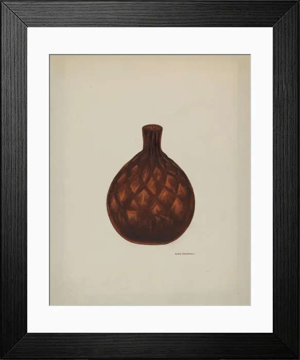 Framed Print : Pocket Flask, c. 1941. Creator: Chris Makrenos Framed Print : Pocket Flask, c. 1941. Creator: Chris Makrenos