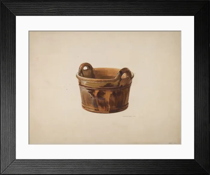 Framed Print : Pottery Basket, 1939. Creator: J. Howard Iams Framed Print : Pottery Basket, 1939. Creator: J. Howard Iams