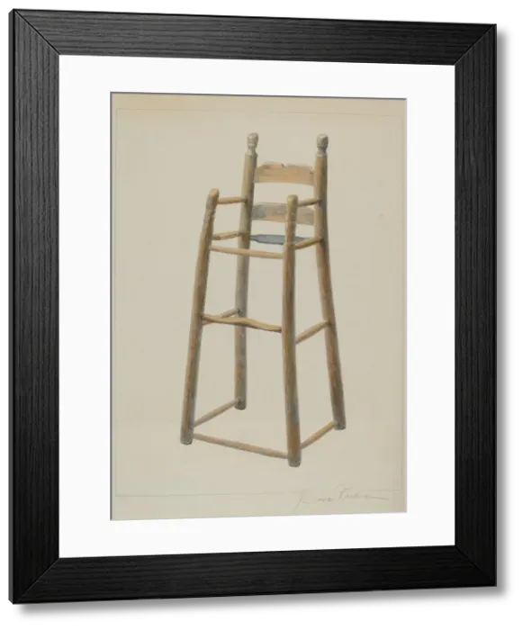 Framed Print : Childs High Chair, c. 1938. Creator: Cora Parker Framed Print : Childs High Chair, c. 1938. Creator: Cora Parker