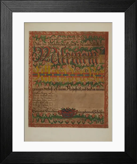 Framed Print : Pa. German Death Certificate, c. 1937. Creator: Albert J. Levone Framed Print : Pa. German Death Certificate, c. 1937. Creator: Albert J. Levone