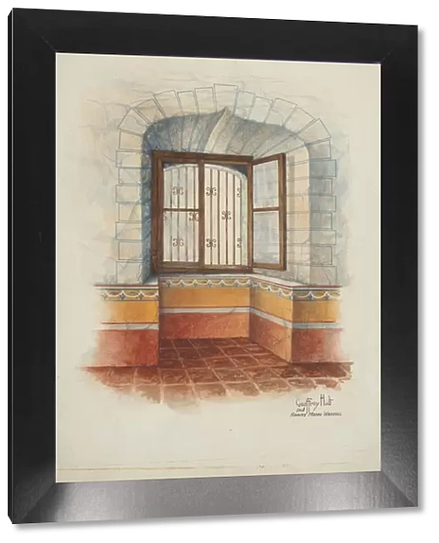 Restoration Drawing: Wall Painting Around Window, with Grille, c. 1939