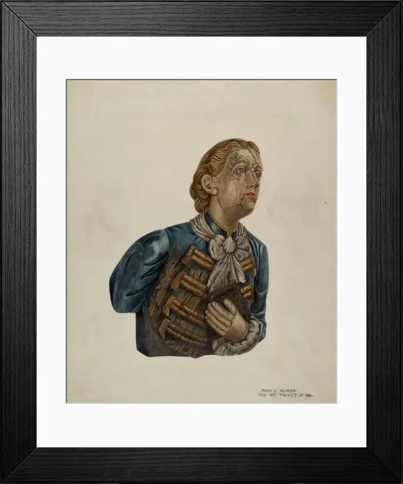 Framed Print : Figurehead from Bark George, c. 1939. Creator: Mary E Humes Framed Print : Figurehead from Bark George, c. 1939. Creator: Mary E Humes