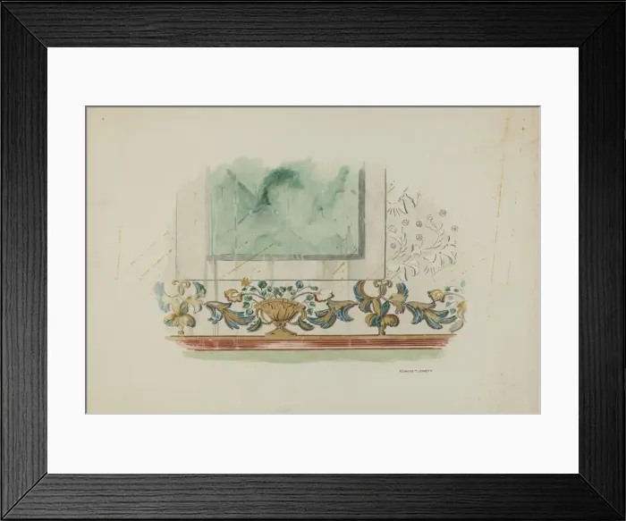 Framed Print : Detail, Painted Decoration on Sanctuary Wall, c. 1939. Creator: Edward Jewett Framed Print : Detail, Painted Decoration on Sanctuary Wall, c. 1939. Creator: Edward Jewett