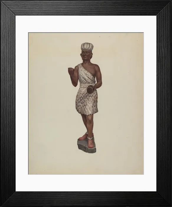 Framed Print : Cigar Store Indian, c. 1938. Creator: Jane Iverson Framed Print : Cigar Store Indian, c. 1938. Creator: Jane Iverson