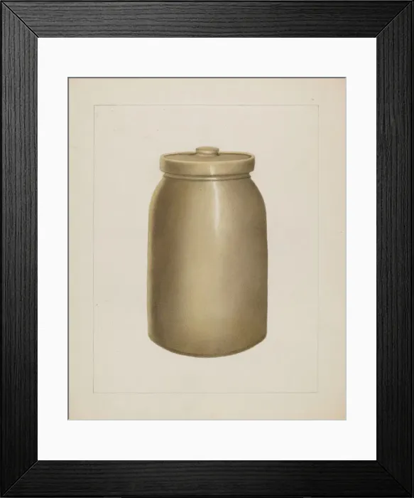 Framed Print : Pottery Jar with Lid, c. 1938. Creator: Annie B Johnston Framed Print : Pottery Jar with Lid, c. 1938. Creator: Annie B Johnston