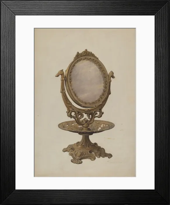 Framed Print : Dressing Mirror, c. 1938. Creator: Samuel O. Klein Framed Print : Dressing Mirror, c. 1938. Creator: Samuel O. Klein