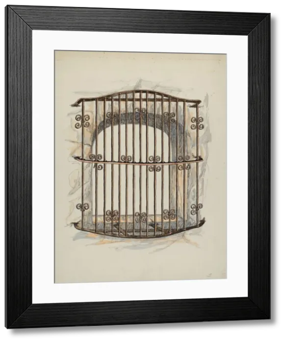 Framed Print : Iron Grille at Window (a Restoration), c. 1941. Creator: William Kieckhofel Framed Print : Iron Grille at Window (a Restoration), c. 1941. Creator: William Kieckhofel