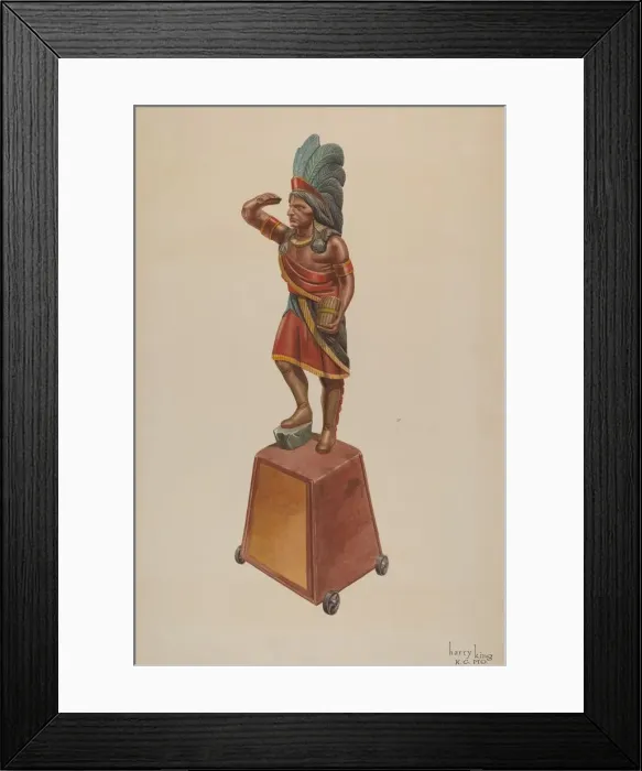 Framed Print : Cigar Store Indian, c. 1941. Creator: Harry King Framed Print : Cigar Store Indian, c. 1941. Creator: Harry King