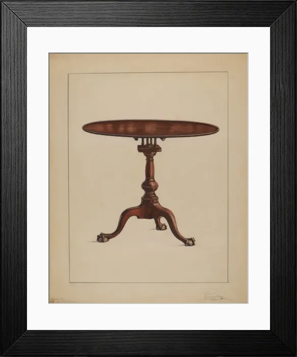 Framed Print : Tilt-top Table, c. 1936. Creator: Rolland Livingstone Framed Print : Tilt-top Table, c. 1936. Creator: Rolland Livingstone