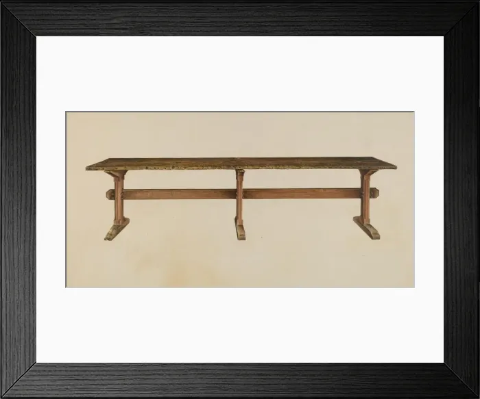 Framed Print : Trestle Table, c. 1939. Creator: Isadore Goldberg Framed Print : Trestle Table, c. 1939. Creator: Isadore Goldberg