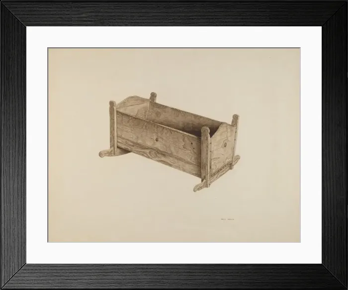 Framed Print : Box Cradle, c. 1939. Creator: Mary Hansen Framed Print : Box Cradle, c. 1939. Creator: Mary Hansen