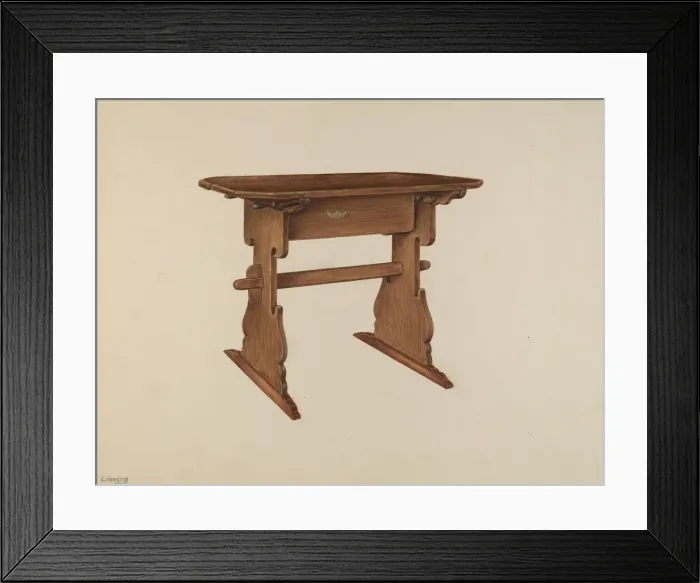 Framed Print : Trestle Table, c. 1939. Creator: Charles Henning Framed Print : Trestle Table, c. 1939. Creator: Charles Henning