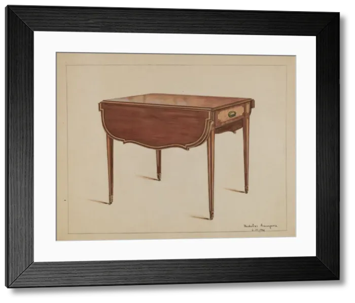 Framed Print : Table (Drop-leaf), 1936. Creator: Nicholas Acampora