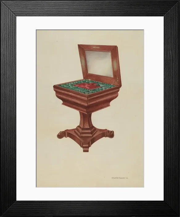 Framed Print : Sewing Table, 1938. Creator: Charles Goodwin Framed Print : Sewing Table, 1938. Creator: Charles Goodwin
