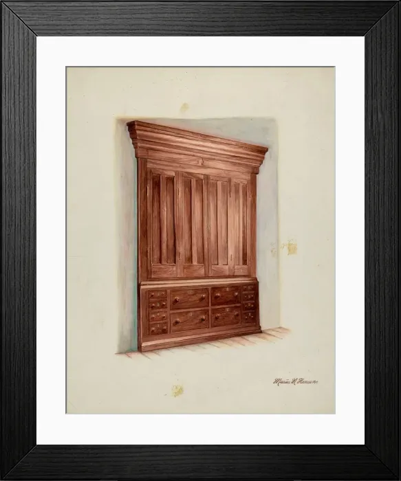 Framed Print : Built-in Cabinet, 1937. Creator: Marius Hansen Framed Print : Built-in Cabinet, 1937. Creator: Marius Hansen