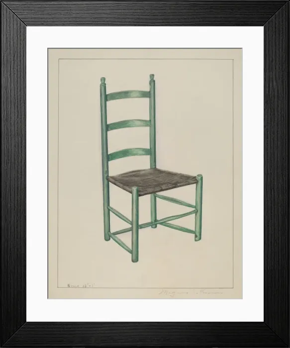 Framed Print : Ladder Back Chair - Called Jolting Chair, c. 1936. Creator: Magnus S. Fossum Framed Print : Ladder Back Chair - Called Jolting Chair, c. 1936. Creator: Magnus S. Fossum