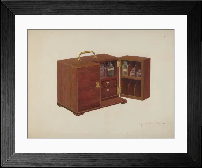 Framed Print : Portable Medicine Cabinet, c. 1938. Creator: Regina Henderer Framed Print : Portable Medicine Cabinet, c. 1938. Creator: Regina Henderer