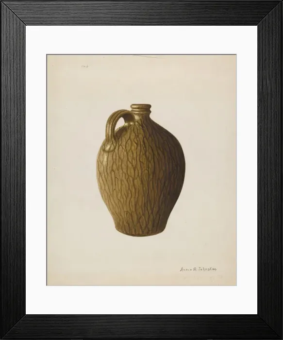 Framed Print : Stoneware Jug, c. 1938. Creator: Annie B Johnston Framed Print : Stoneware Jug, c. 1938. Creator: Annie B Johnston