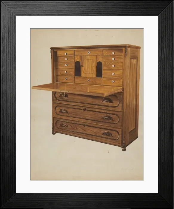 Framed Print : Desk, c. 1938. Creator: Einar Heiberg