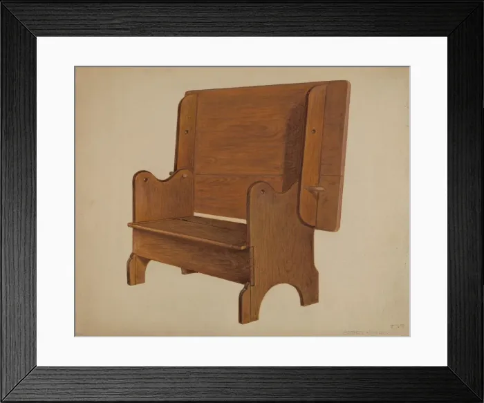 Framed Print : Settle-table, c. 1936. Creator: Arthur Johnson Framed Print : Settle-table, c. 1936. Creator: Arthur Johnson
