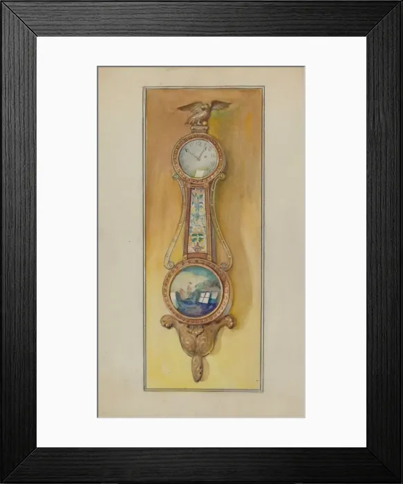 Framed Print : Clock, Girandole, c. 1936. Creator: George Loughridge Framed Print : Clock, Girandole, c. 1936. Creator: George Loughridge