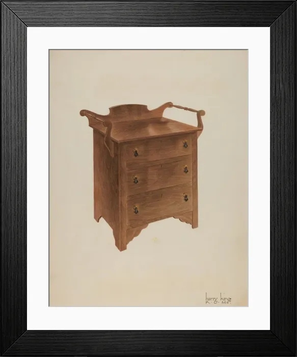 Framed Print : Walnut Wash Stand, c. 1941. Creator: Harry King Framed Print : Walnut Wash Stand, c. 1941. Creator: Harry King