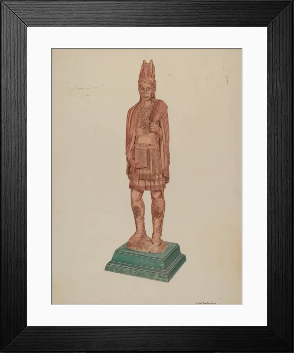 Framed Print : Cigar Store Indian, c. 1941. Creator: Violet Hartenstein Framed Print : Cigar Store Indian, c. 1941. Creator: Violet Hartenstein