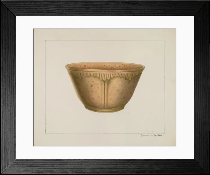 Framed Print : Bowl with Ornamented Rim, c. 1938. Creator: Annie B Johnston Framed Print : Bowl with Ornamented Rim, c. 1938. Creator: Annie B Johnston