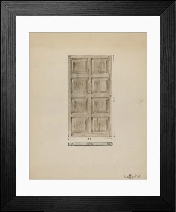 Framed Print : Old Paneled Door: Outside Door to Monastery, c. 1936. Creator: Geoffrey Holt Framed Print : Old Paneled Door: Outside Door to Monastery, c. 1936. Creator: Geoffrey Holt