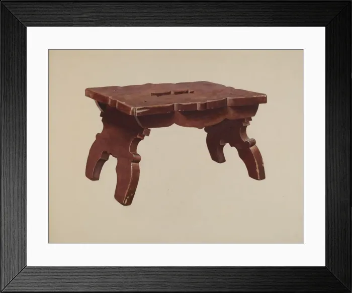Framed Print : Pine Footstool, c. 1940. Creator: Henry Moran Framed Print : Pine Footstool, c. 1940. Creator: Henry Moran
