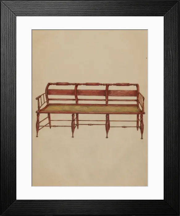 Framed Print : Settee or Hall Seat, c. 1936. Creator: Henry Meyers Framed Print : Settee or Hall Seat, c. 1936. Creator: Henry Meyers